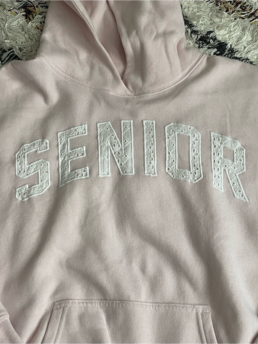 Hollister Senior Graphic Hoodie Sweater in Light Pink Size Large - Picture 2 of 3